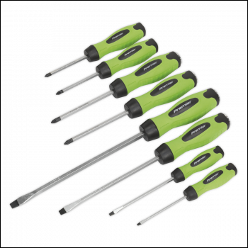 Sealey HV002 Premier Hammer-Thru Screwdriver Set 8pc - Hi-Vis Green