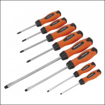 Sealey HV004 Screwdriver Set 8pc Hammer-Thru Hi-Vis Orange