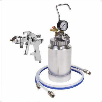 Sealey HVLP-79/P HVLP Pressure Pot System with Spray Gun & Hoses 1.7mm Set-Up