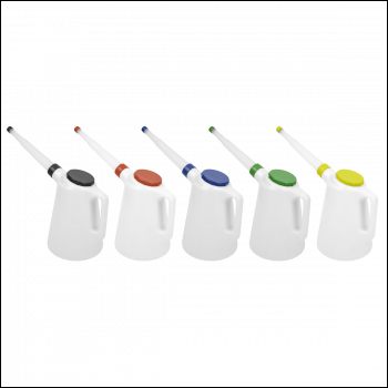 Sealey JDL5SET Oil Containers with Lid & Flexible Spout 5L - Set of 5