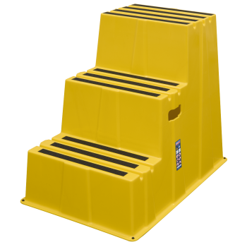 Sealey KS7 Heavy-Duty 3-Step Safety Steps with Anti-Slip Treads 150kg Capacity, Yellow - EN 14183