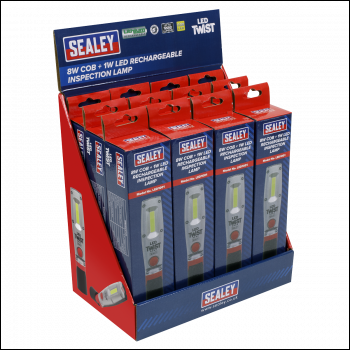 Sealey LED1001DB LED Twist Rechargeable Inspection Light 8W - Display Box of 12