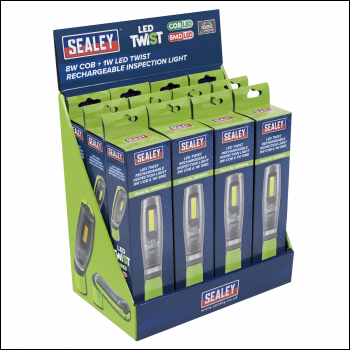 Sealey LED1001GDB LED Twist Rechargeable Inspection Light, Green - Box of 12
