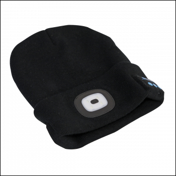 Sealey LED185W Rechargeable USB Beanie Hat with Wireless Headphones 1W SMD LED