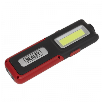 Sealey LED318R Rechargeable Inspection Light 5W COB & 3W SMD LED with Power Bank - Red