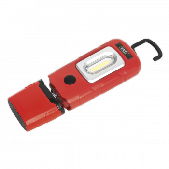 Sealey LED3601R Rechargeable 360° Inspection Light 3W COB & 1W SMD LED - Red