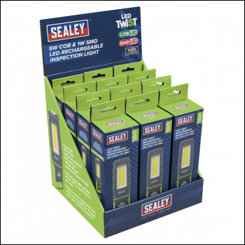 Sealey LED601GDB LED Twist Rechargeable Inspection Light, Green - Box of 12