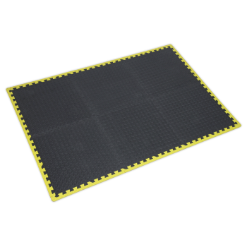 Sealey MIC1218Y3 Interlocking EVA Foam Workshop Mat Set with Hi-Vis Edges 1240 x 1825mm