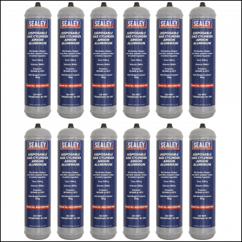 Sealey MIG/ARG/100/12 Disposable Argon Gas Cylinder 100g - Box of 12