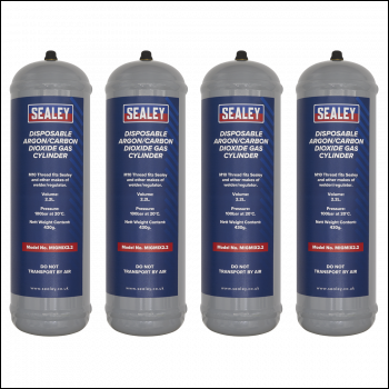 Sealey MIGMIX2.24 Disposable Argon/Carbon Dioxide Gas Cylinder 430g, 2.2L - Pack of 4