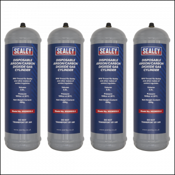 Sealey MIGMIX2.24 430g 2.2L, Disposable Argon/Carbon Dioxide Gas Cylinder - Pack of 4
