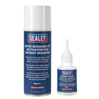 Sealey MK200 Mitre Bonding Kit with Super Glue 50g & Activator 200ml for Instant Bonding