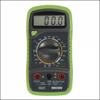 Sealey MM20HV 8-Function Digital Multimeter with Thermocouple - Hi-Vis Green
