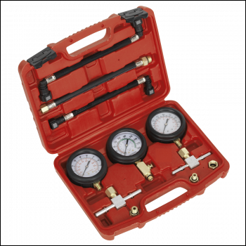 Sealey MS100 Motorcycle Compression & Fuel Pressure Gauge Set 3pc