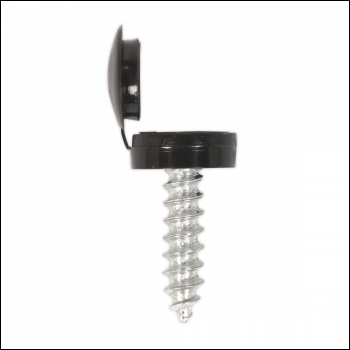 Sealey NPBK50 Numberplate Screw with Flip Cap 4.2 x 19mm, Black - Pack of 50