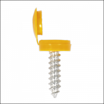 Sealey NPY50 Numberplate Screw with Flip Cap 4.2 x 19mm, Yellow - Pack of 50