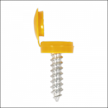 Sealey NPY50 Numberplate Screw with Flip Cap 4.2 x 19mm Yellow Pack of 50