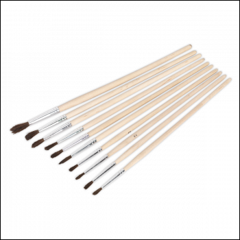 Sealey PB2 Touch-Up Paint Brush Assortment with Wooden Handle 10pc