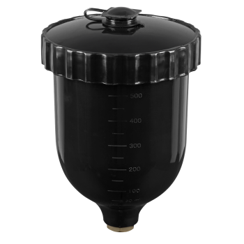 Sealey PC02 UV Paint Spray Gun Pot with Brass Fitting 600ml - Black