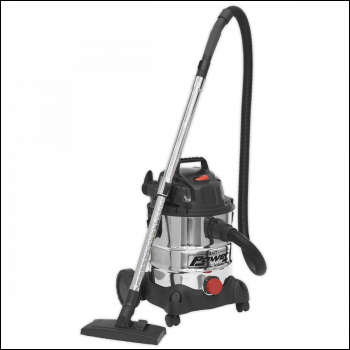 Sealey PC200SD Vacuum Cleaner Wet & Dry Stainless Drum 20L 1250W/230V