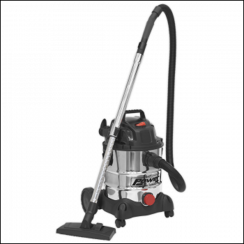 Sealey PC200SD Vacuum Cleaner Industrial Wet & Dry 20L 1250W/230V Stainless Drum