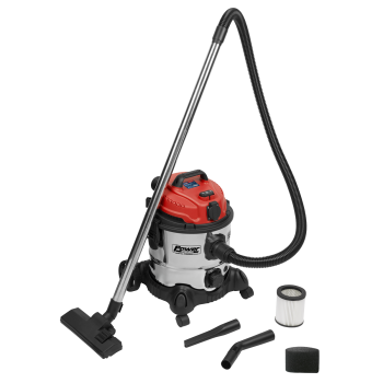Sealey PC200SDAUTO Industrial Vacuum Cleaner Stainless Drum Auto Start 20L 1400W