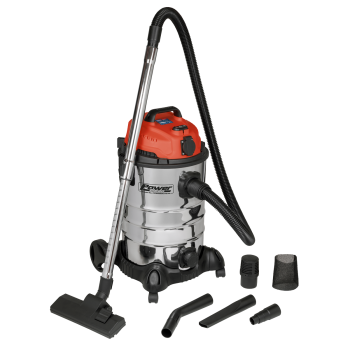 Sealey PC300SDAUTO 30L Industrial Vacuum Cleaner Wet & Dry with Stainless Steel Drum & Auto-Start 1400W/230V