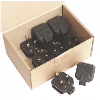 Sealey PL/13/3 Black 13A heavy-Duty Plug Pack of 10