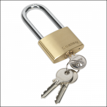 Sealey PL102L Brass Body Padlock Long Shackle 50mm