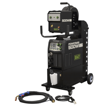 Sealey POWERMIG500Wi 500A Professional Gas/Gasless MIG/TIG/MMA Inverter Welder with Portable Wire Feeder & Water Cooler 400V 3ph