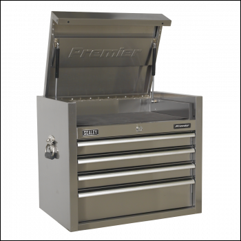 Sealey PTB66004SS Premier™ Heavy-Duty Topchest 4 Drawer 675mm - Stainless Steel