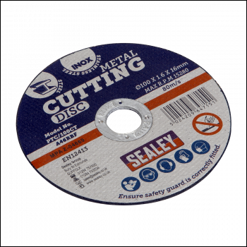 Sealey PTC/100CT 100 x 1.6mm Cutting Disc 16mm Bore