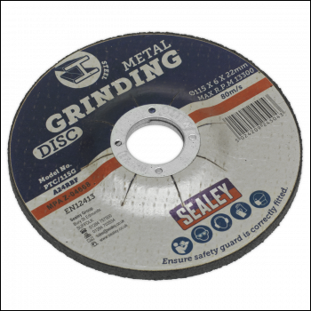Sealey PTC/115G Grinding Disc Ø115 x 6mm Ø22mm Bore