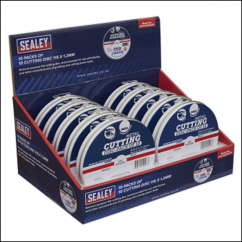 Sealey PTC11510CETD 115 x 1.2mm Cutting Discs, Packs of 10 - Display Box 10