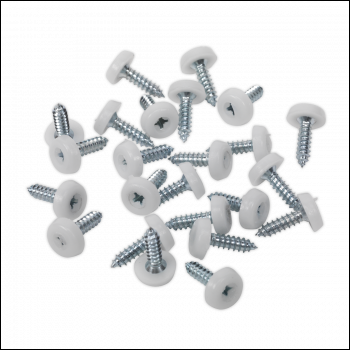 Sealey PTNP1 Numberplate Screw with Plastic Enclosed Head 4.8 x 18mm, White - Pack of 50