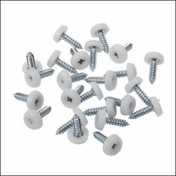 Sealey PTNP1 Numberplate Screw Plastic Enclosed Head 4.8 x 18mm White Pack of 50