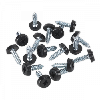 Sealey PTNP3 Numberplate Screw with Plastic Enclosed Head 4.8 x 18mm, Black - Pack of 50