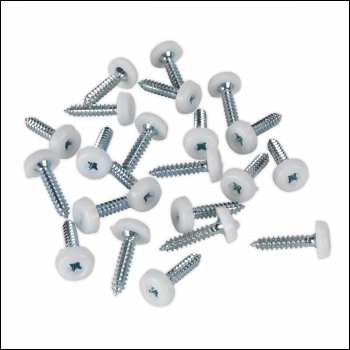 Sealey PTNP5 Numberplate Screw with Plastic Enclosed Head 4.8 x 24mm, White - Pack of 50