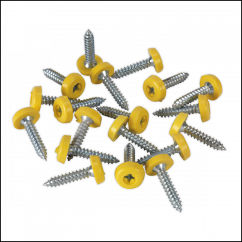 Sealey PTNP6 Numberplate Screw with Plastic Enclosed Head 4.8 x 24mm, Yellow - Pack of 50