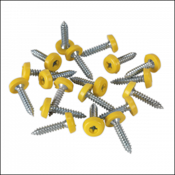 Sealey PTNP6 Numberplate Screw Plastic Enclosed Head 4.8 x 24mm Yellow Pack of 50