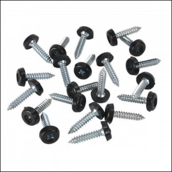 Sealey PTNP7 Numberplate Screw with Plastic Enclosed Head 4.8 x 24mm, Black - Pack of 50