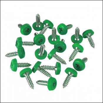 Sealey PTNPG Numberplate Screws 4.8 x 18mm, Green - Pack of 50