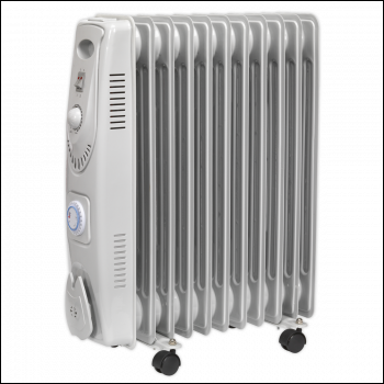 Sealey RD2500T 11-Element Oil Filled Radiator with Timer 2500W/230V