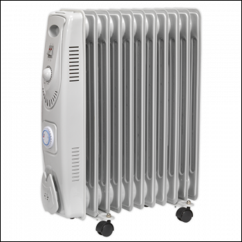 Sealey RD2500T Oil Filled Radiator 2500W/230V 11-Element with Timer