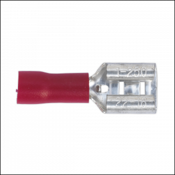 Sealey RT21 Push-On Female Terminal 6.3mm, Red - Pack of 100