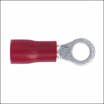Sealey RT24 Easy-Entry Ring Terminal 4.3mm (4BA), Red - Pack of 100