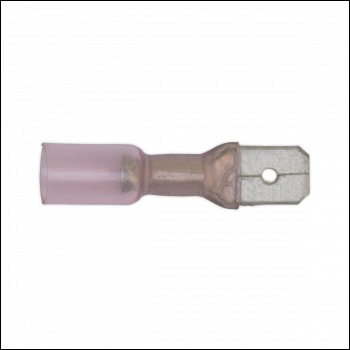 Sealey RTSPM25 Heat Shrink Push-On Male Terminal 6.3mm, Red - Pack of 25