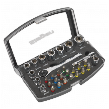 Sealey S01036 Siegen Socket & Bit Set 1/4 inch Sq Drive 31pc