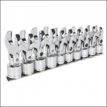 Sealey S01043 Siegen Flexible Crow's Foot Open-End Spanner Set 3/8 inch Sq Drive 10pc