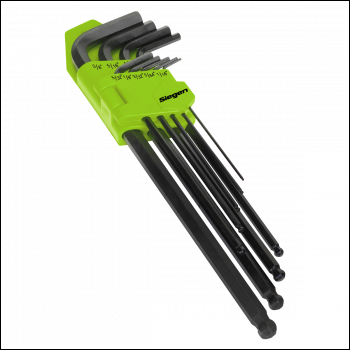 Sealey S01099 Siegen Imperial Extra-Long Ball-End Hex Key Set 9pc
